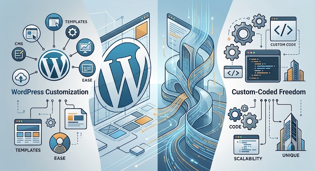 WordPress and custom website design flexibility comparison