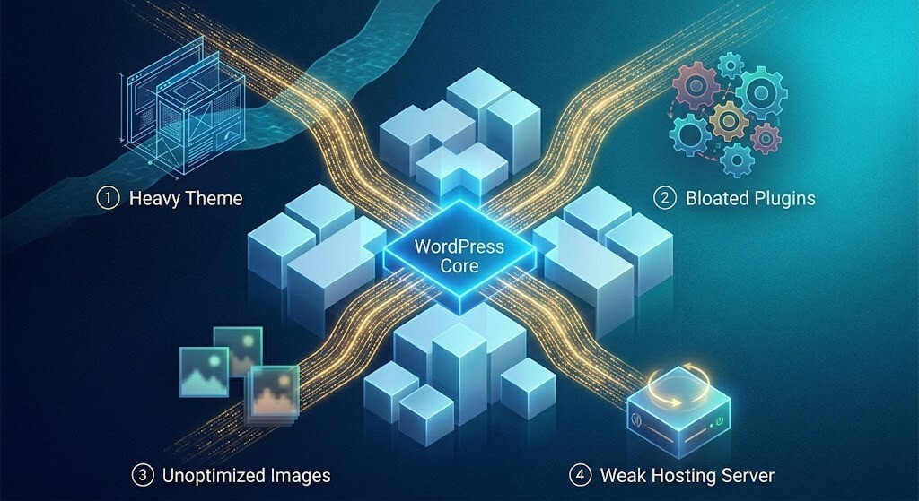 WordPress speed issues diagram